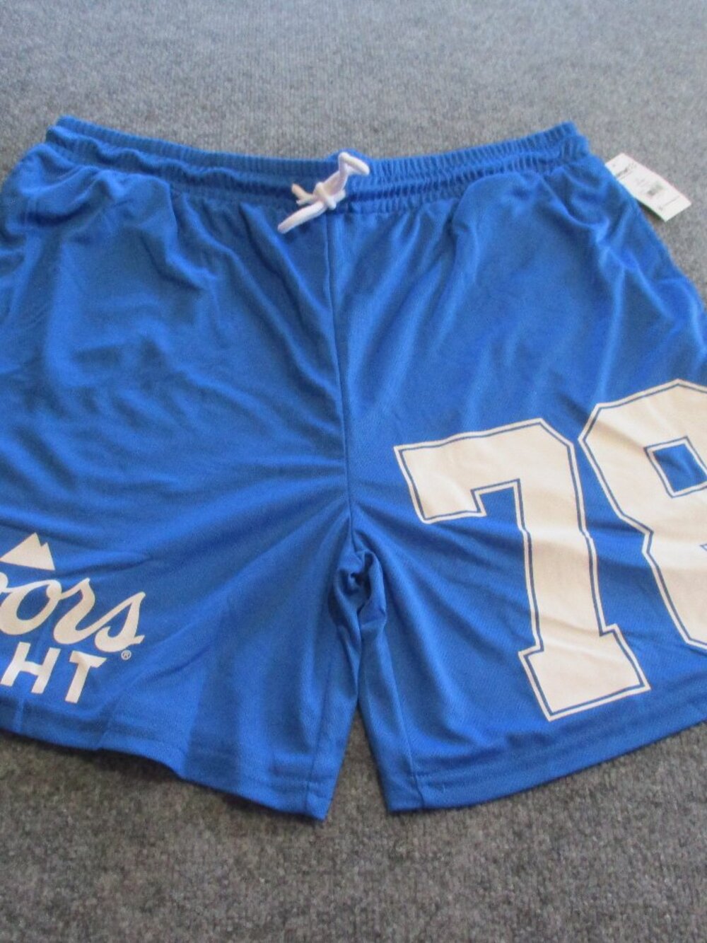 Men's Graphic Coors Light Branded Shorts Blue Size XL (46-48) polyester elastic